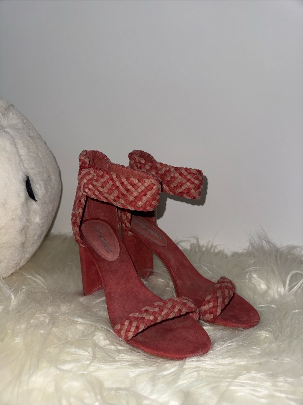 Jeffrey Campbell Braided Strap pink Block Heel Sandals - Women